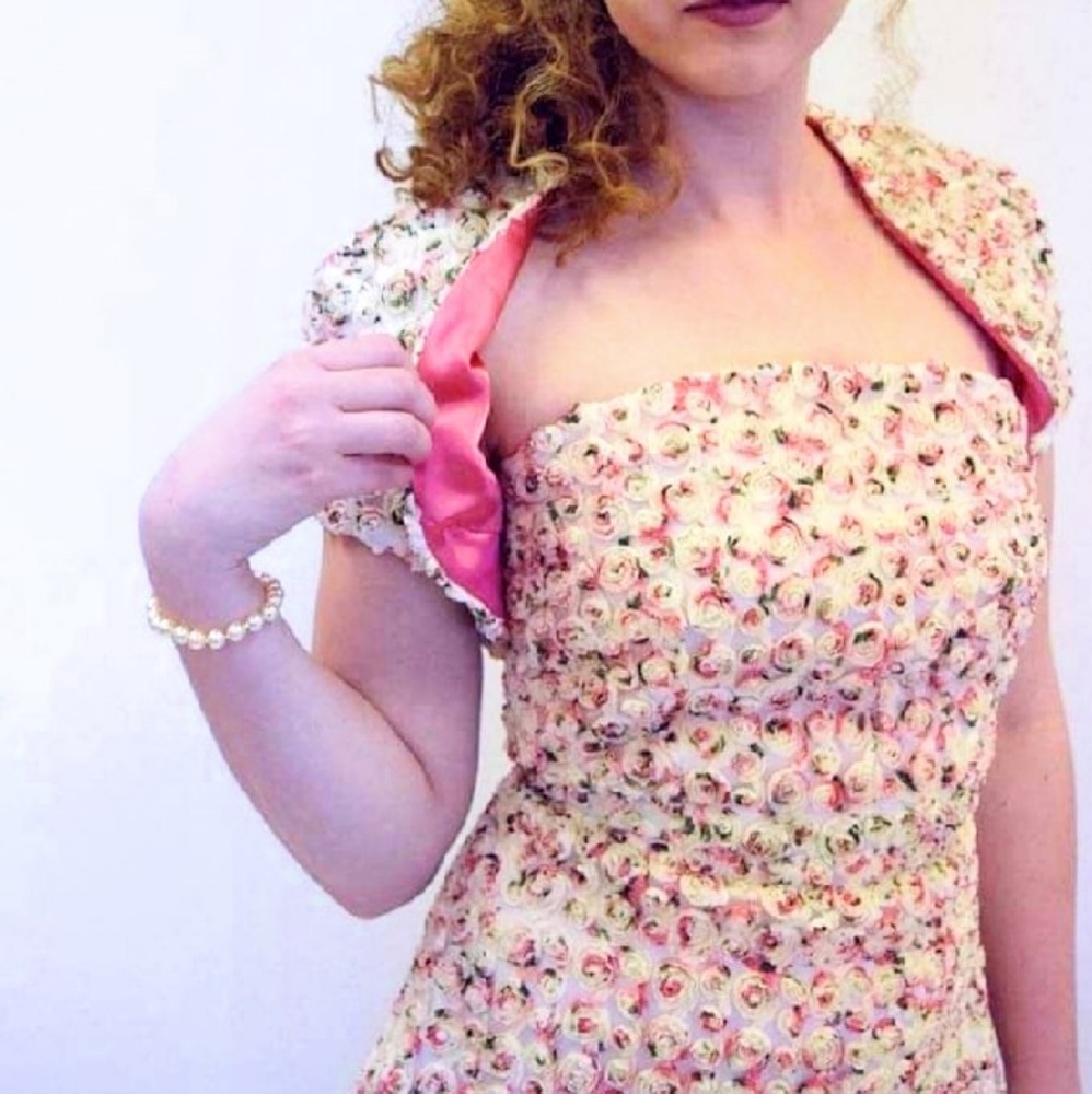 Strapless High-Low Dress with Bolero